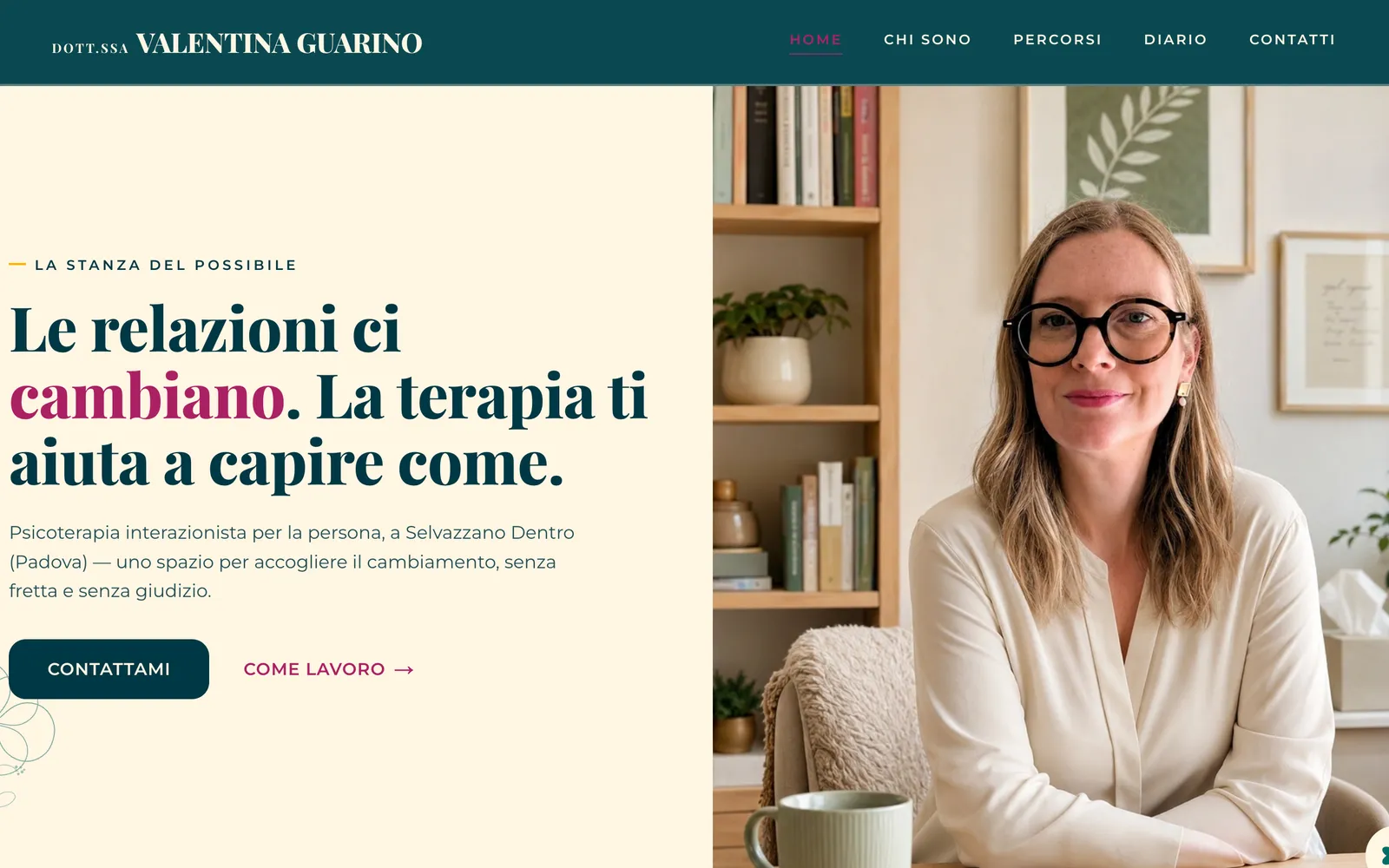 Homepage del sito realizzato per la Dott.ssa Valentina Guarino